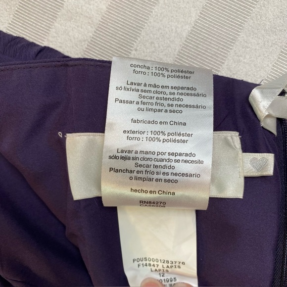 David's Bridal Strapless Short Dress Pleated Chiffon in Lapis Purple Sz 12 - Picture 14 of 16